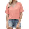imageWIHOLL Womens Summer Tops V Neck Short Sleeve T Shirts Dressy Casual Basic Tee Clothes 2025R  Coral
