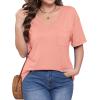imageWIHOLL Womens Summer Tops V Neck Short Sleeve T Shirts Dressy Casual Basic Tee Clothes 2025R  Coral