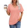 imageWIHOLL Womens Summer Tops V Neck Short Sleeve T Shirts Dressy Casual Basic Tee Clothes 2025R  Coral