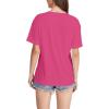 imageWIHOLL Womens Summer Tops V Neck Short Sleeve T Shirts Dressy Casual Basic Tee Clothes 2025S  Hot Pink