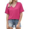 imageWIHOLL Womens Summer Tops V Neck Short Sleeve T Shirts Dressy Casual Basic Tee Clothes 2025S  Hot Pink