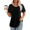 imageWIHOLL Short Sleeve Shirts for Women Summer Dressy Casual Tops Pleated Front01black