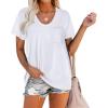 imageWIHOLL Women Summer T Shirts Short Sleeve Rounded V Neck Pocket Tee Tops00white