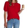 imageWIHOLL Womens Puff Short Sleeve Sweater 2025 Spring Summer Tops Trendy Business Casual Outfits Work Blouses ClothesRed