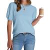 imageWIHOLL Womens Puff Short Sleeve Sweater 2025 Spring Summer Tops Trendy Business Casual Outfits Work Blouses ClothesSky Blue