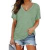 imageWIHOLL Womens Short Sleeve V Neck Dolman Tops with Side Shirring Loose Fit Shirts5light Green