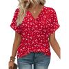 imageWIHOLL Womens Summer Tops Short Dolman Sleeve Shirts 2025 Fashion V Neck Outfits Clothes3red Spot