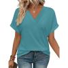 imageWIHOLL Womens Summer Tops Short Dolman Sleeve Shirts 2025 Fashion V Neck Outfits ClothesBlue