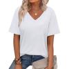 imageWIHOLL Womens Summer Tops V Neck Short Sleeve T Shirts Dressy Casual Basic Tee Clothes 2025A  White