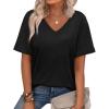 imageWIHOLL Womens Summer Tops V Neck Short Sleeve T Shirts Dressy Casual Basic Tee Clothes 2025B  Black