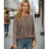 imageWIHOLL Long Sleeve Tunic Tops for Women Fashion T Shirts for Girls Curved Hem Coffee XL