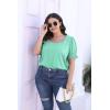 imageWIHOLL Tops for Women Summer Casual Ruffle Trim Sleeve Square Neck T Shirts1aqua
