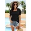 imageWIHOLL Tops for Women Summer Casual Ruffle Trim Sleeve Square Neck T Shirts1black
