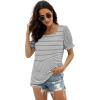 imageWIHOLL Tops for Women Summer Casual Ruffle Trim Sleeve Square Neck T Shirts1blackstripe