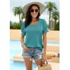 imageWIHOLL Tops for Women Summer Casual Ruffle Trim Sleeve Square Neck T Shirts1blue