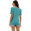 imageWIHOLL Tops for Women Summer Casual Ruffle Trim Sleeve Square Neck T Shirts1blue