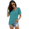imageWIHOLL Tops for Women Summer Casual Ruffle Trim Sleeve Square Neck T Shirts1blue