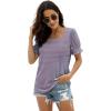 imageWIHOLL Tops for Women Summer Casual Ruffle Trim Sleeve Square Neck T Shirts1bluePink Stripe