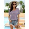 imageWIHOLL Tops for Women Summer Casual Ruffle Trim Sleeve Square Neck T Shirts1bluePink Stripe