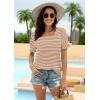 imageWIHOLL Tops for Women Summer Casual Ruffle Trim Sleeve Square Neck T Shirts1camarelstripe