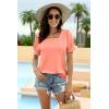 imageWIHOLL Tops for Women Summer Casual Ruffle Trim Sleeve Square Neck T Shirts1coral