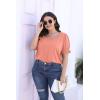 imageWIHOLL Tops for Women Summer Casual Ruffle Trim Sleeve Square Neck T Shirts1coral