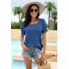 imageWIHOLL Tops for Women Summer Casual Ruffle Trim Sleeve Square Neck T Shirts1darkblue