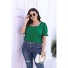 imageWIHOLL Tops for Women Summer Casual Ruffle Trim Sleeve Square Neck T Shirts1green
