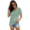 imageWIHOLL Tops for Women Summer Casual Ruffle Trim Sleeve Square Neck T Shirts1greenstripe