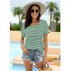 imageWIHOLL Tops for Women Summer Casual Ruffle Trim Sleeve Square Neck T Shirts1greenstripe