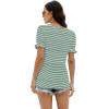 imageWIHOLL Tops for Women Summer Casual Ruffle Trim Sleeve Square Neck T Shirts1greenstripe