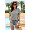 imageWIHOLL Tops for Women Summer Casual Ruffle Trim Sleeve Square Neck T Shirts1grey