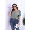 imageWIHOLL Tops for Women Summer Casual Ruffle Trim Sleeve Square Neck T Shirts1grey