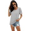 imageWIHOLL Tops for Women Summer Casual Ruffle Trim Sleeve Square Neck T Shirts1greystripe