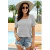 imageWIHOLL Tops for Women Summer Casual Ruffle Trim Sleeve Square Neck T Shirts1greystripe