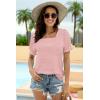 imageWIHOLL Tops for Women Summer Casual Ruffle Trim Sleeve Square Neck T Shirts1pinkstripe