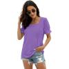 imageWIHOLL Tops for Women Summer Casual Ruffle Trim Sleeve Square Neck T Shirts1purple