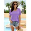 imageWIHOLL Tops for Women Summer Casual Ruffle Trim Sleeve Square Neck T Shirts1purple