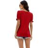 imageWIHOLL Tops for Women Summer Casual Ruffle Trim Sleeve Square Neck T Shirts1red