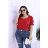 imageWIHOLL Tops for Women Summer Casual Ruffle Trim Sleeve Square Neck T Shirts1red