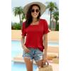 imageWIHOLL Tops for Women Summer Casual Ruffle Trim Sleeve Square Neck T Shirts1red