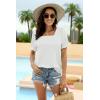 imageWIHOLL Tops for Women Summer Casual Ruffle Trim Sleeve Square Neck T Shirts1white