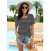 imageWIHOLL Tops for Women Summer Casual Ruffle Trim Sleeve Square Neck T Shirts1whitestripe