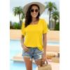 imageWIHOLL Tops for Women Summer Casual Ruffle Trim Sleeve Square Neck T Shirts1yellow