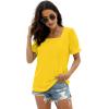 imageWIHOLL Tops for Women Summer Casual Ruffle Trim Sleeve Square Neck T Shirts1yellow