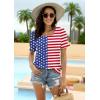 imageWIHOLL Tops for Women Summer Casual Ruffle Trim Sleeve Square Neck T Shirts2usa Flag