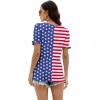 imageWIHOLL Tops for Women Summer Casual Ruffle Trim Sleeve Square Neck T Shirts2usa Flag