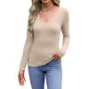 imageWIHOLL Womens Long Sleeve Shirts Basic Casual Tops Fall Fashion Slim Fitted Y2k Tops Clothes 2024Apricot