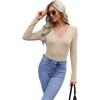 imageWIHOLL Womens Long Sleeve Shirts Basic Casual Tops Fall Fashion Slim Fitted Y2k Tops Clothes 2024Apricot