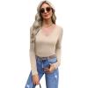 imageWIHOLL Womens Long Sleeve Shirts Basic Casual Tops Fall Fashion Slim Fitted Y2k Tops Clothes 2024Apricot
